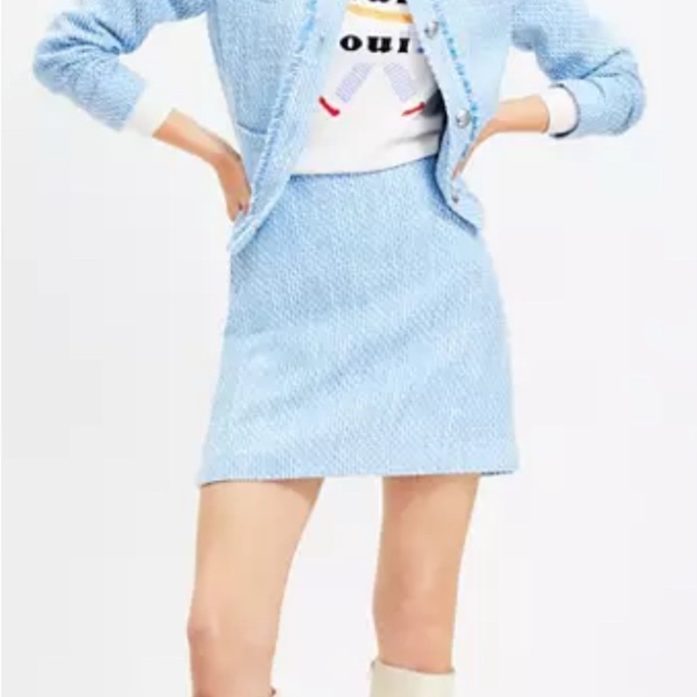 NWT LOFT Tweed Shift Skirt in Blue Mist